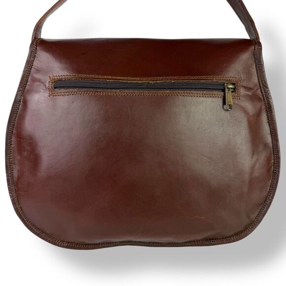 Vintage Distressed Handmade Rugged Rustic Saddle Bag Crossbody Buffalo Leather - Picture 5 of 13